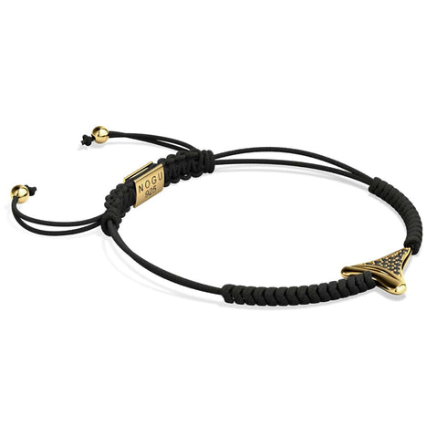 Bracelet macramé noir dent de requin par Lauren Howe | Or Vermeil .925 | Cristal noir